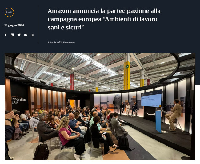 Amazon, Inail e AiFOS insieme per una tavola rotonda sulla salute e la sicurezza sul posto di lavoro